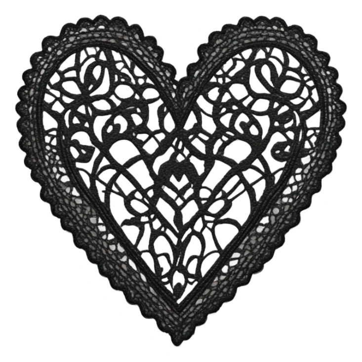 Black lace heart sticker