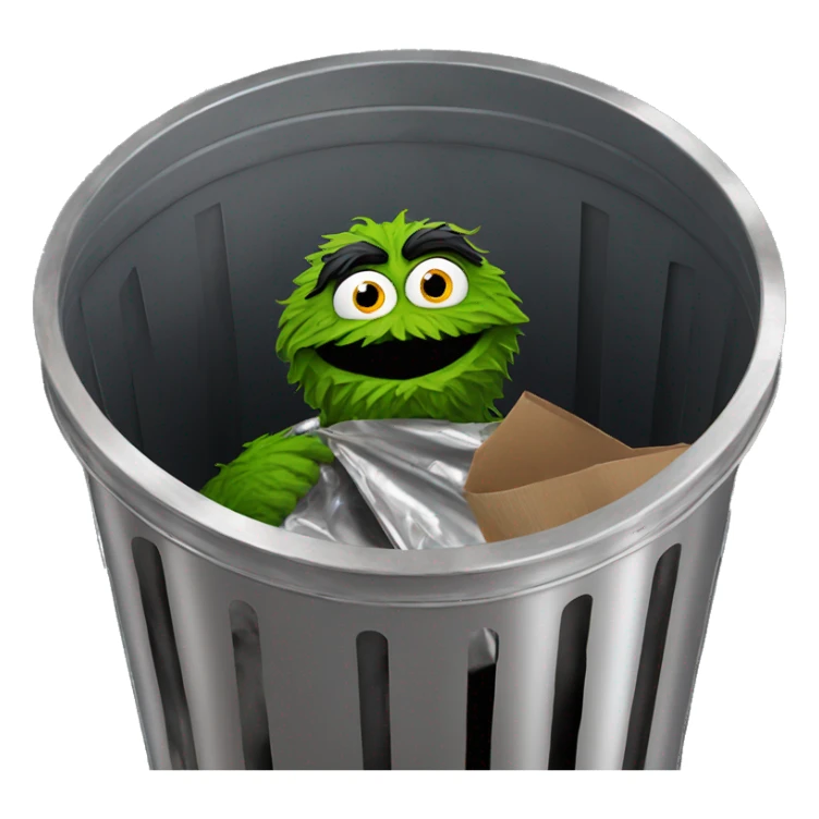 oscar the grouch inside metal trash can sticker