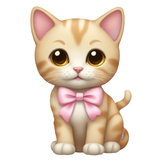 Cute kitten with a small light pink bow on its left ear sticker