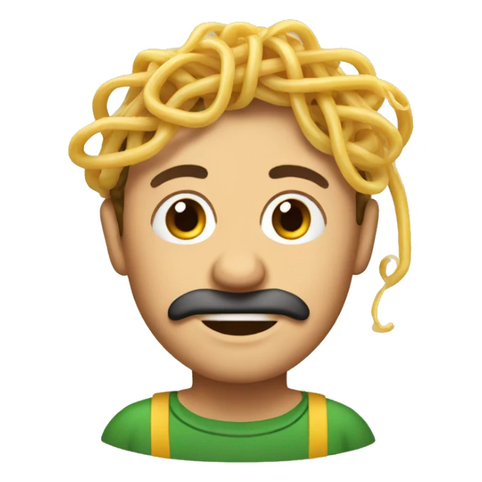 man with spaghetti as hair sticker