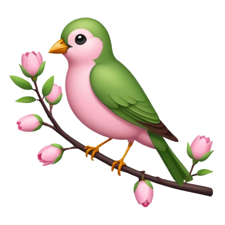 bird on blossom branch sticker