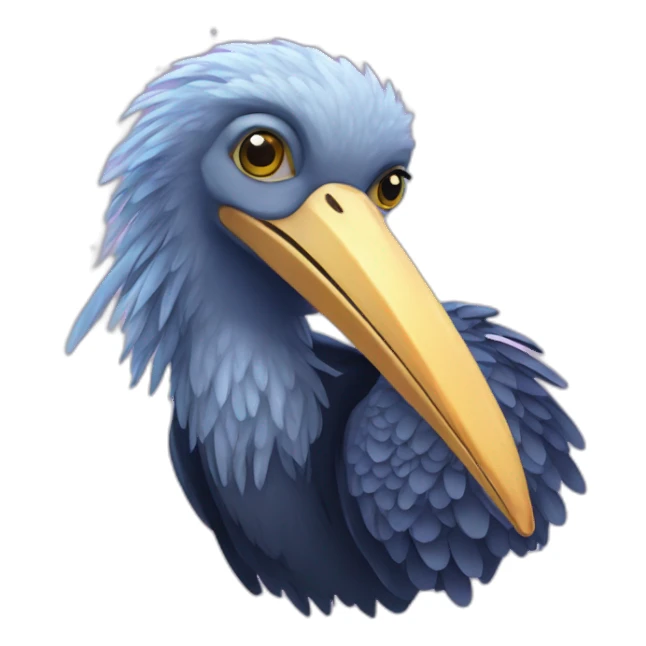 A shoebill with cosmic galaxy starlight colored feathers sticker