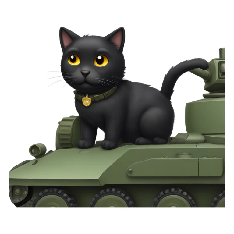 Fluffy black cat driving a tank sticker