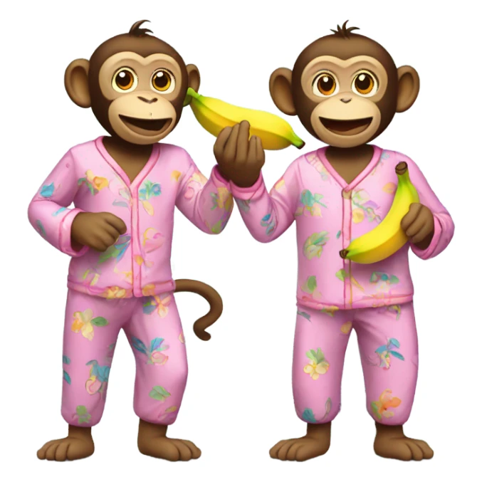two monkeys holding a banana in pajamas sticker