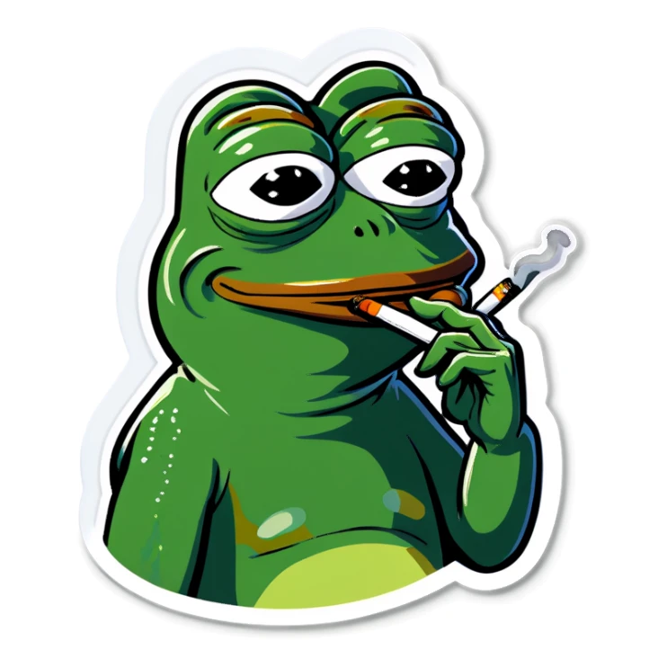Pepe the frog with a Cigarett sticker