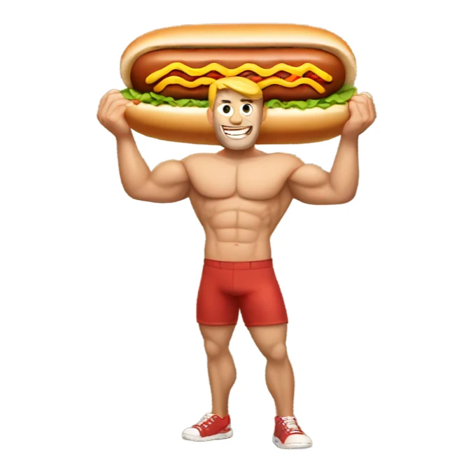 White Muscle man with hotdog sticker
