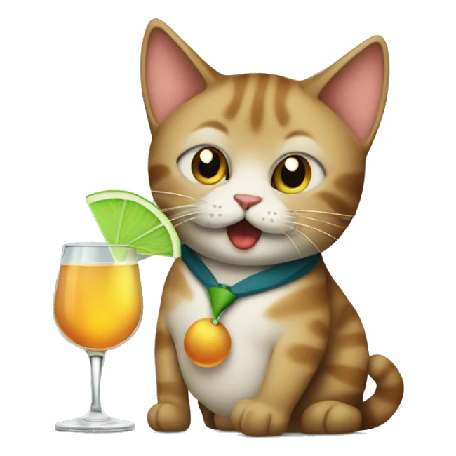 a cat drinking a martini sticker
