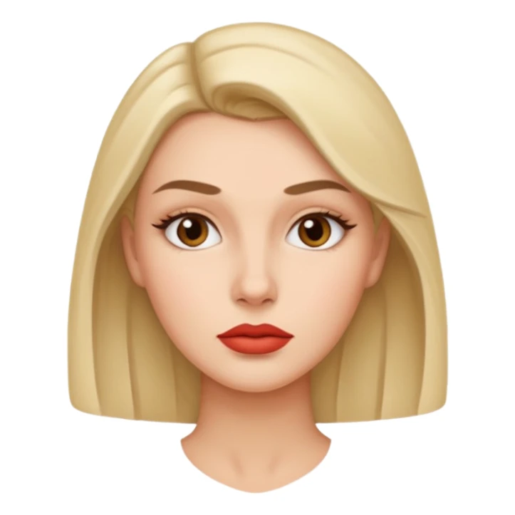 woman with smooth expressionless face, full lips, slightly raised eyebrows sticker