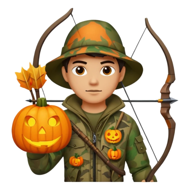 Hunter With Jack o Lantern, with bow and arrow sticker