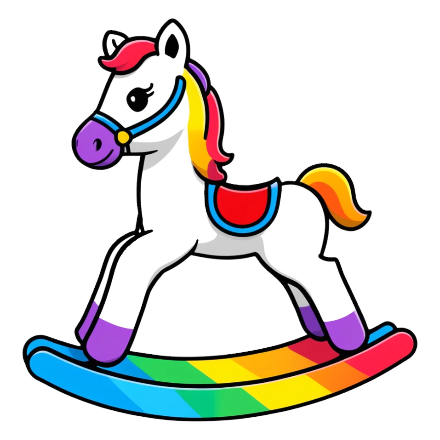 Rainbow gradient rocking horse toy sticker