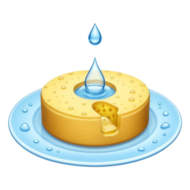 plate with water drop and sponge sticker