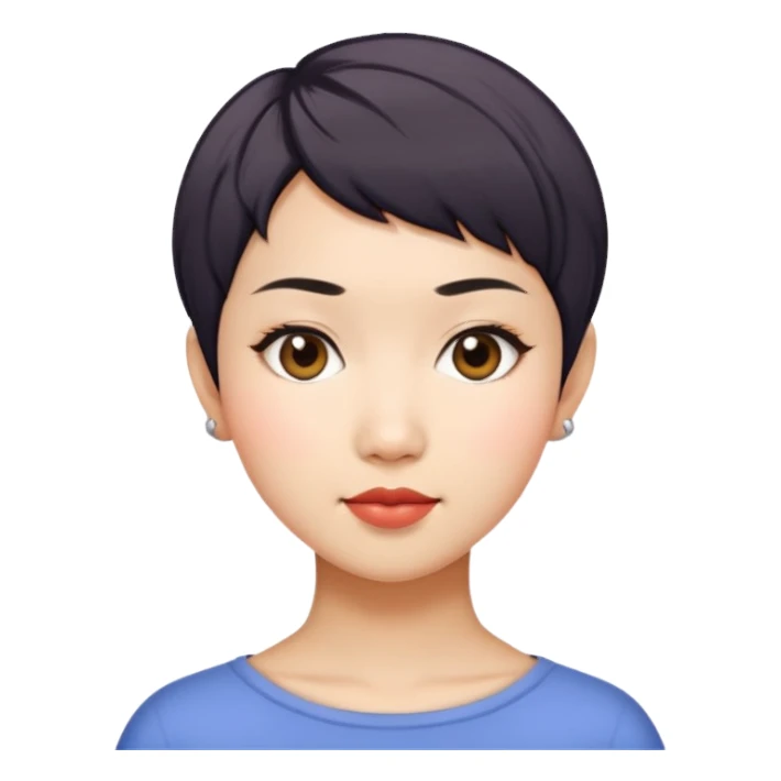 Asian woman model with pixie cut sticker
