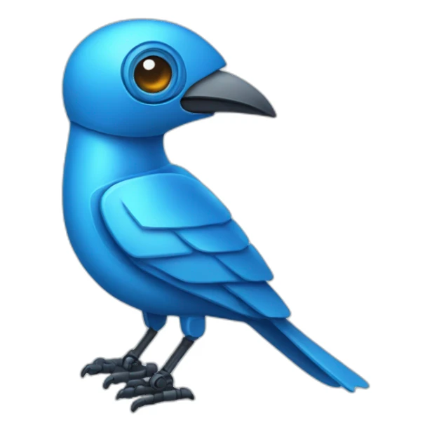 A blue robot bird sticker