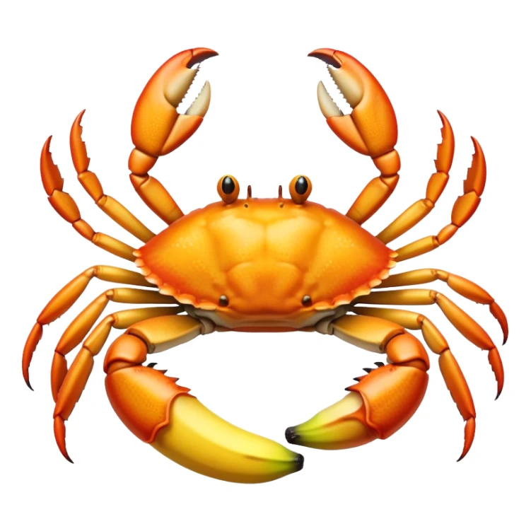 Realistic crab eating bananas  sticker