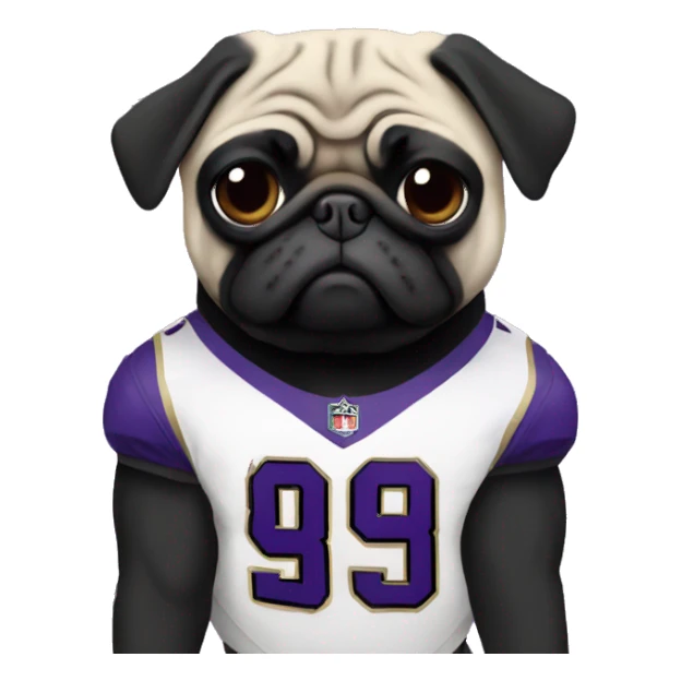 Pug in Baltimore ravens jersey sticker