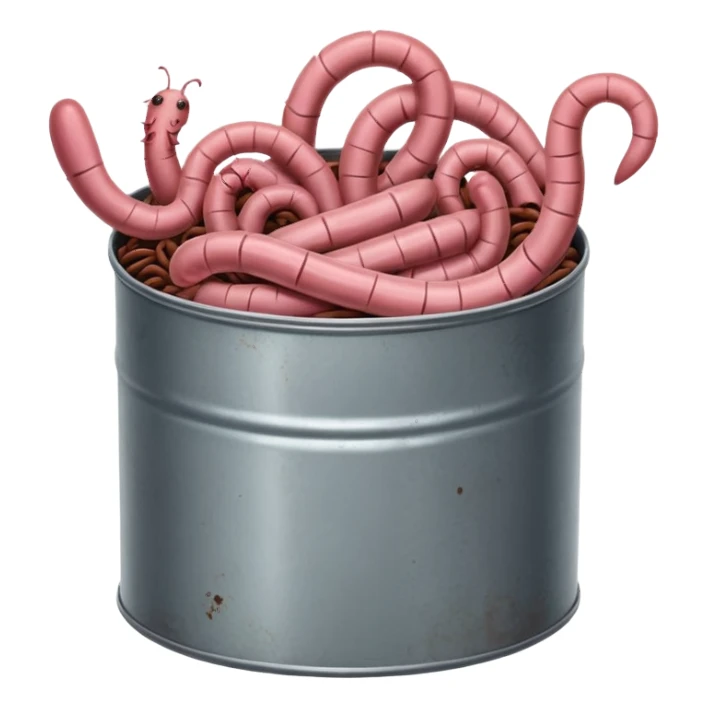 earthworms curled up inside a can of worms sticker