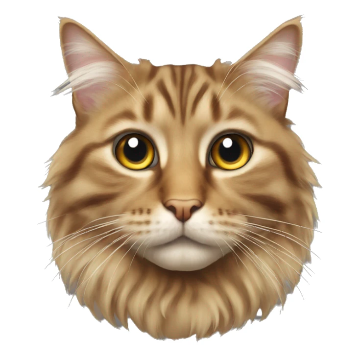 A tabby cat long haired face that has one eye sticker