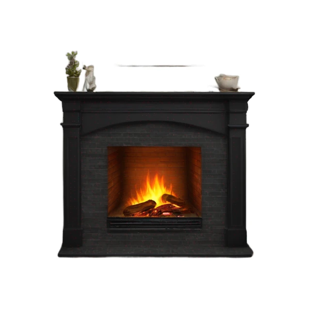 Realistic fireplace black sticker