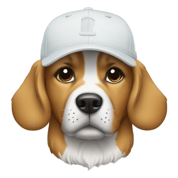 Dog wearing cap nike sticker