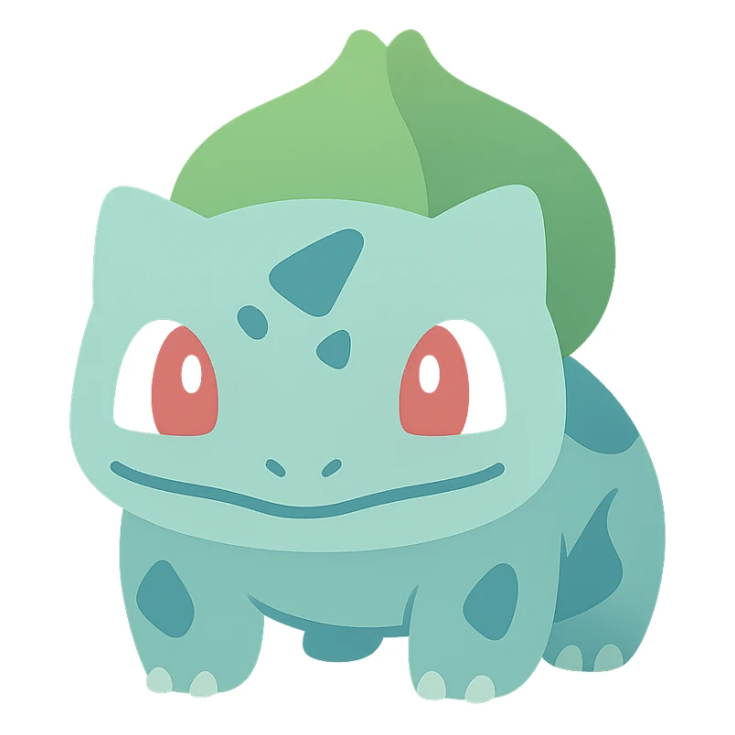 Bulbasaur icon, colorful, soft gradients, rounded edges, friendly and inviting sticker