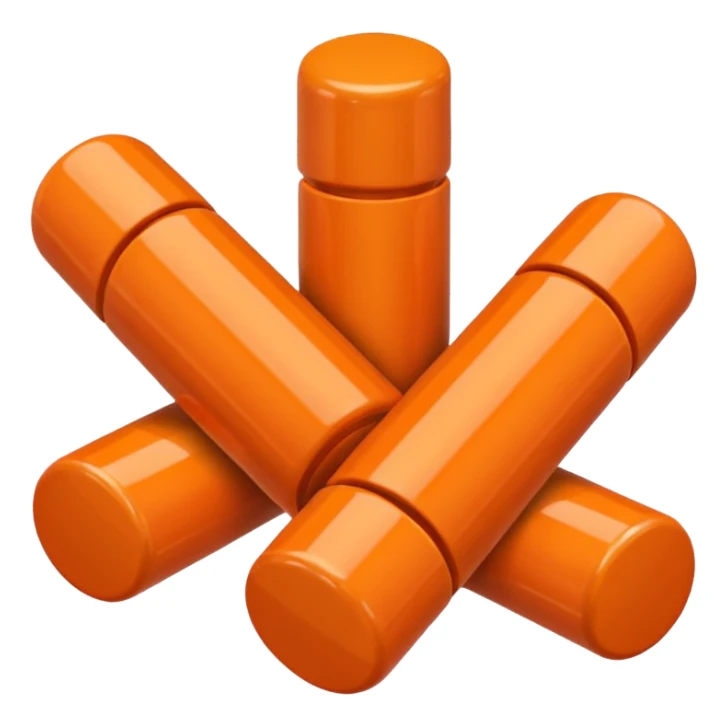 orange cylindrical pieces pill shaped on each end  sticker