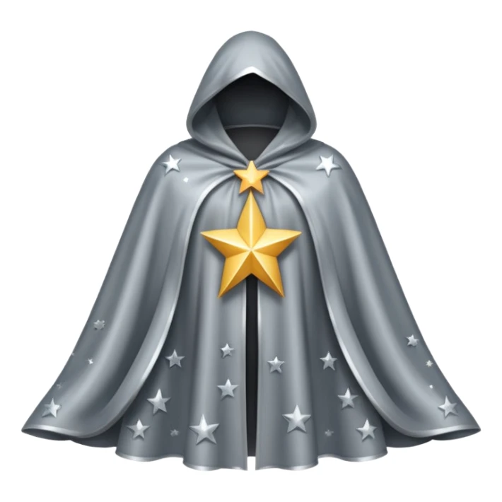 a fantasy  magic, silver color with star pattern cloak sticker