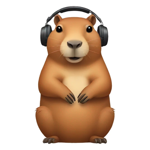 capybara with headphones crossing arms sticker