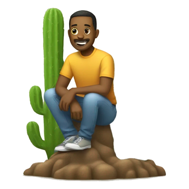 man sitting on cactus sticker
