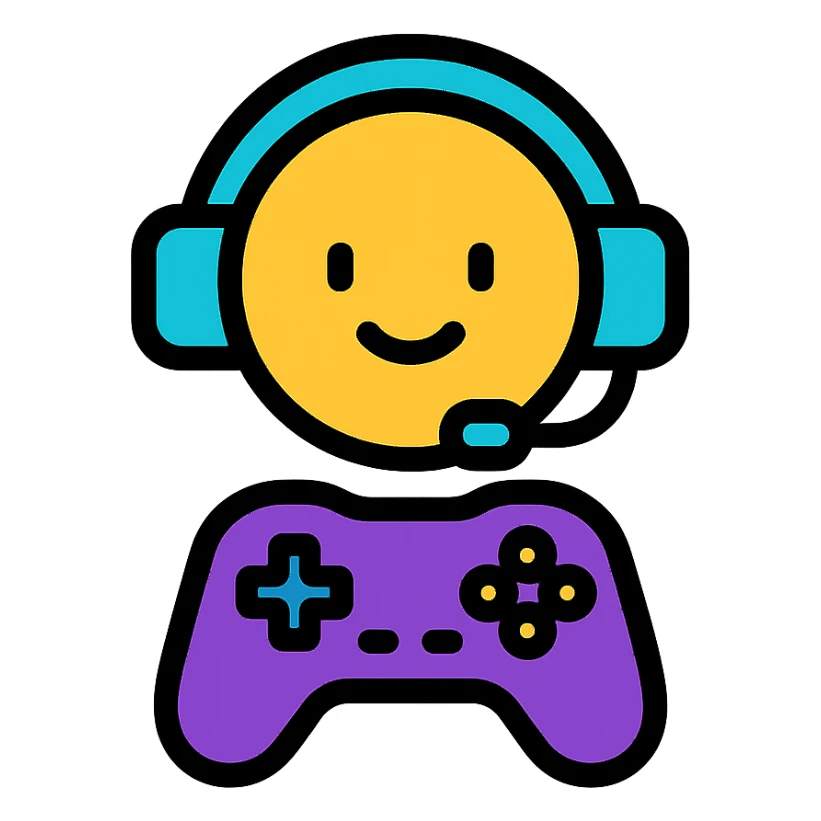 gaming mascot with a game controller and gaming headset sticker