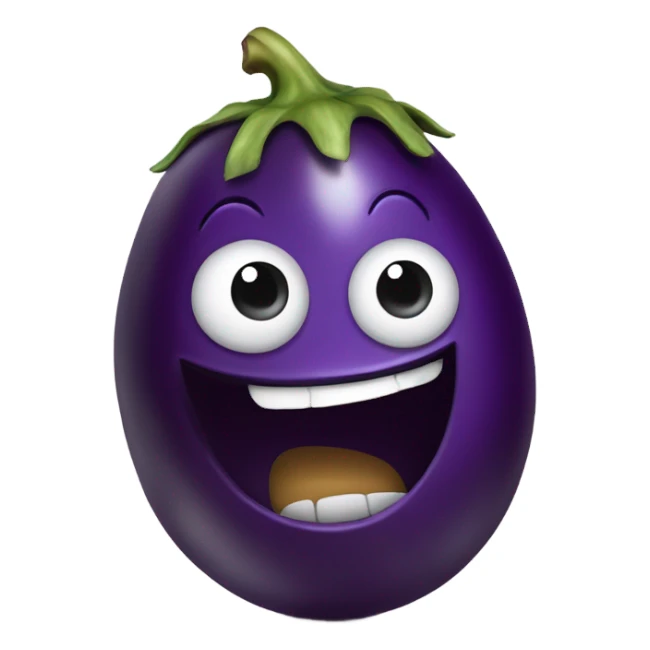Rolling eye emoji eating egg plant  sticker