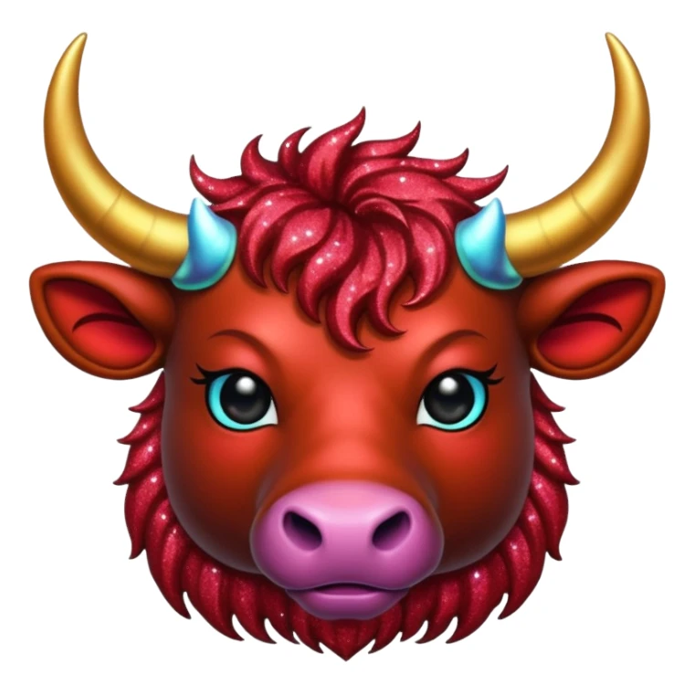 red glitter horned ox sticker