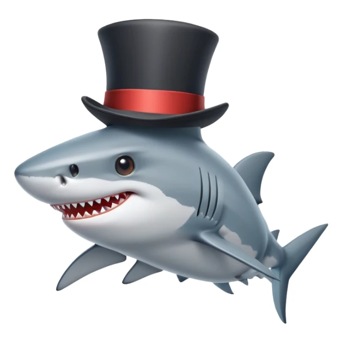 Shark with a top hat sticker