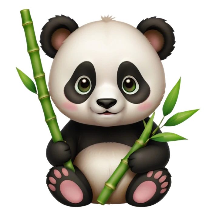 cutie panda holding bamboo sticker