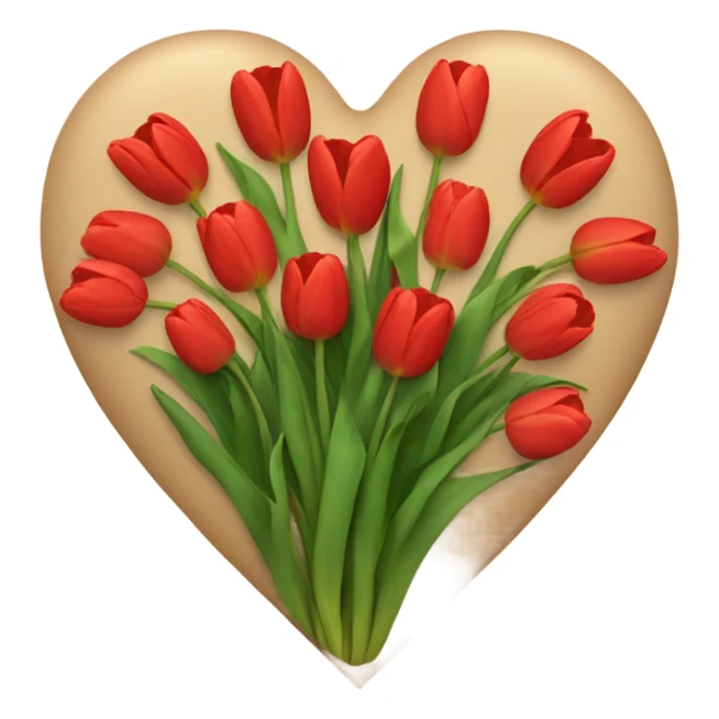 beige heart with tulips red sticker