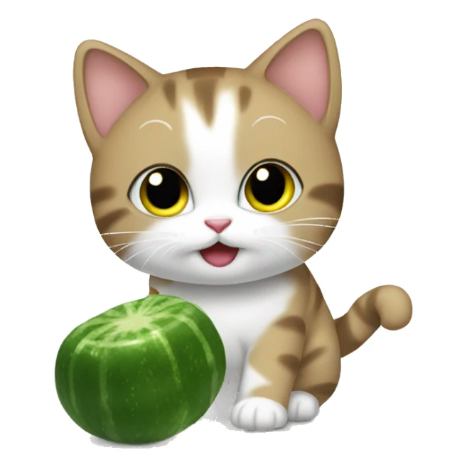 Kitty doing cucumber pack sticker