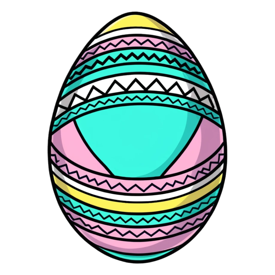 A festive Easter egg with decorative patterns and pastel colors sticker
