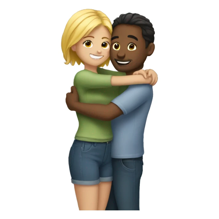 girl hugs guy sticker