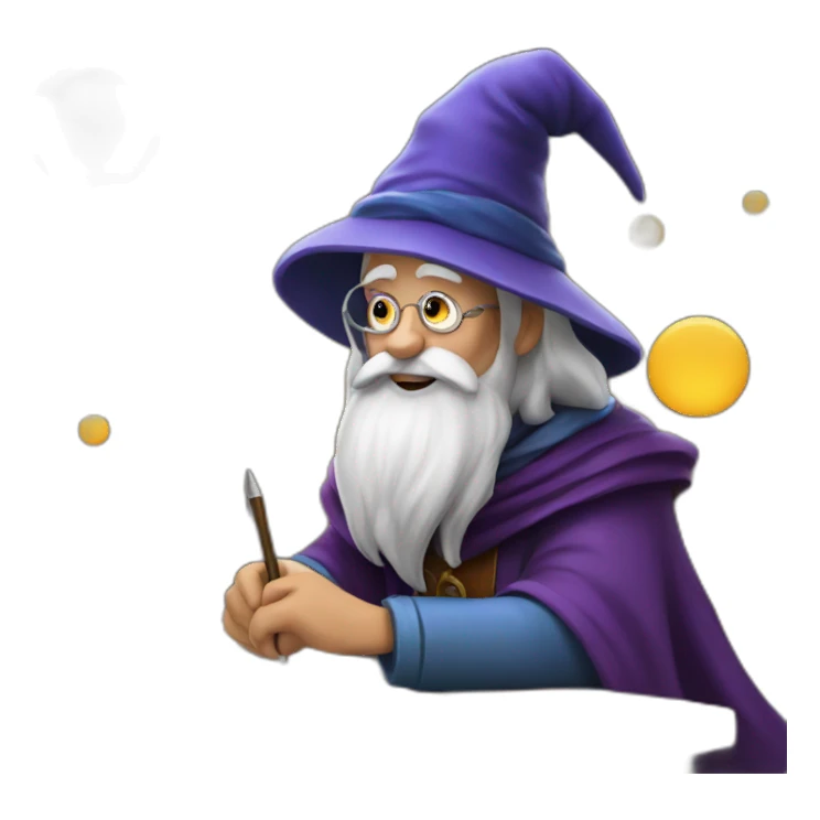 wizard writing a story sticker
