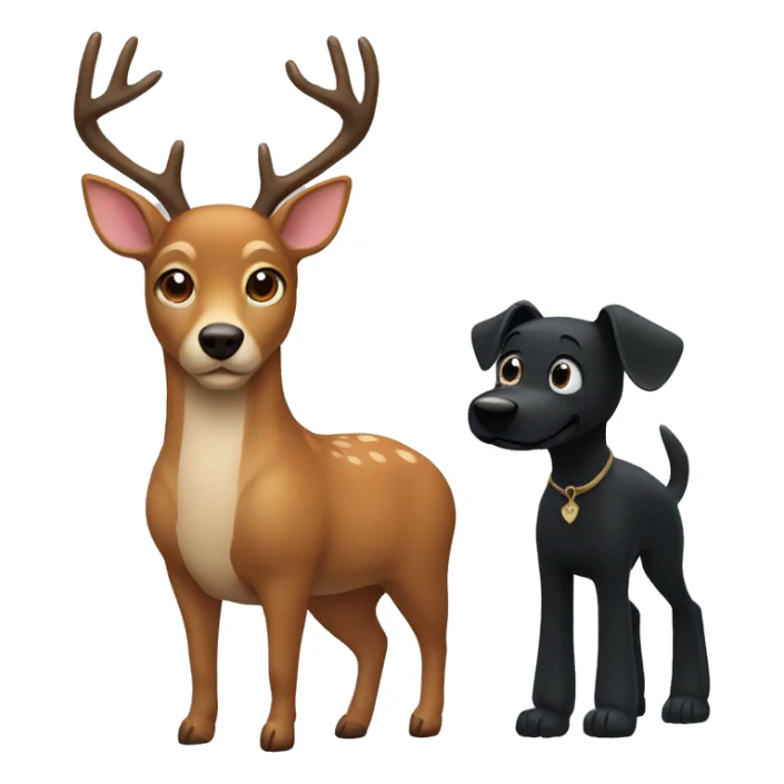Deer and black dog sticker