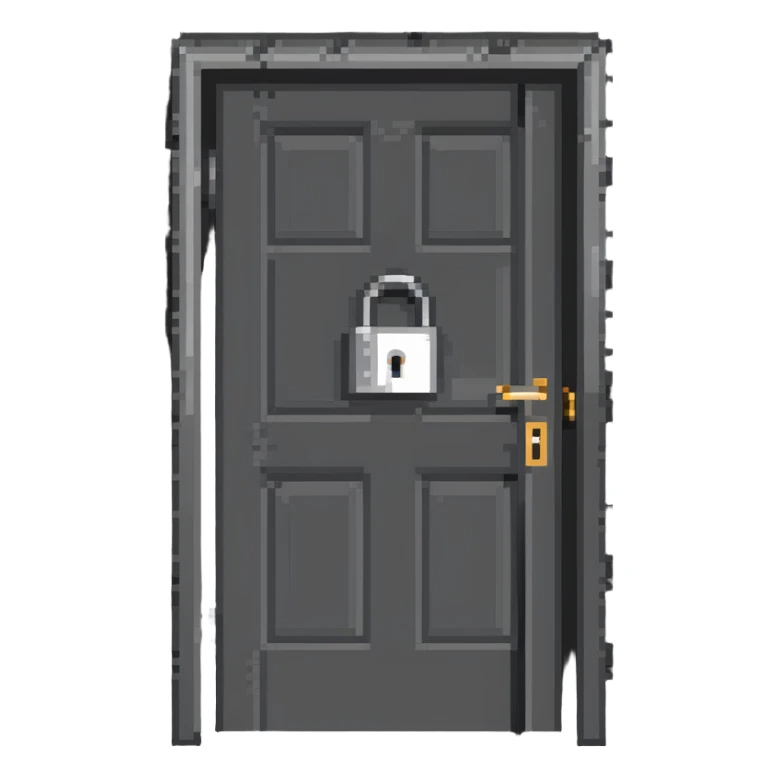 closed door with a lock, symbolizing 'locked in' sticker