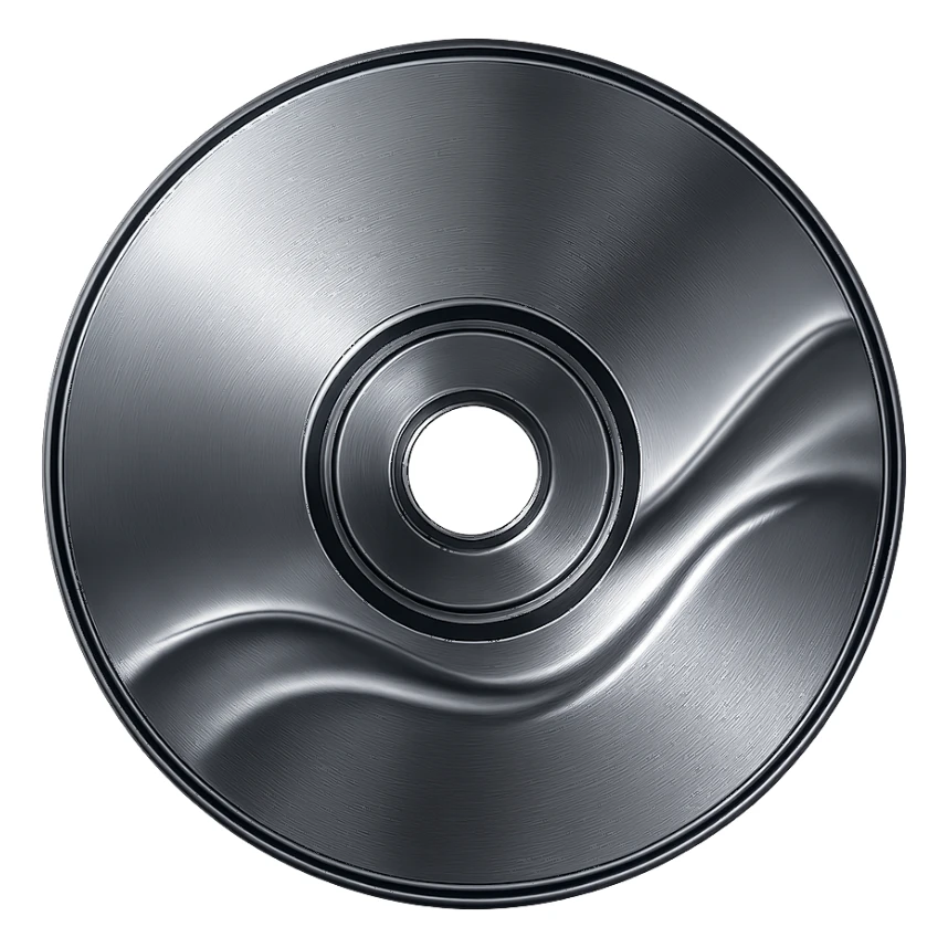 A minimalist CD disc with wave pattern, glowing effect, blue color sticker