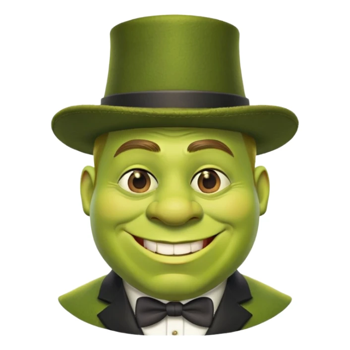 Shrek with a monocle and a mafioso hat sticker