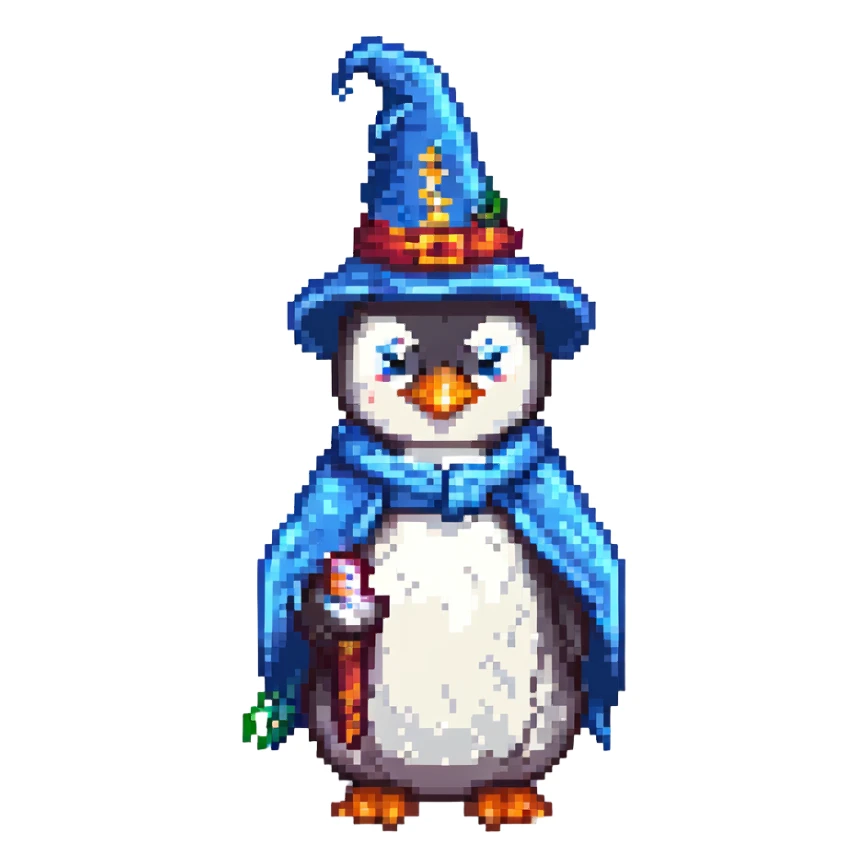 A penguin wizard sticker