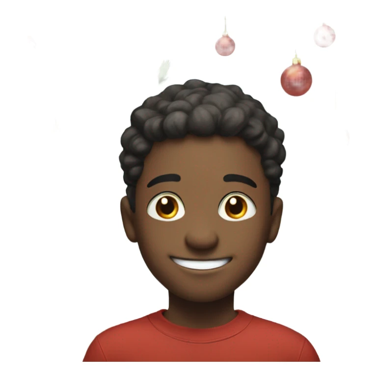 smiling boy by bare tree saying merry Christmas  sticker