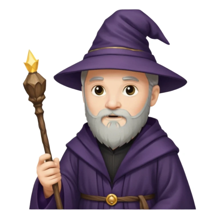 Wizard in dark robe holding magic wand sticker