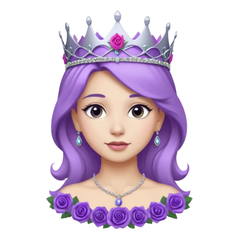 Purple rose flower, silver circle plaque, silver tiara sticker