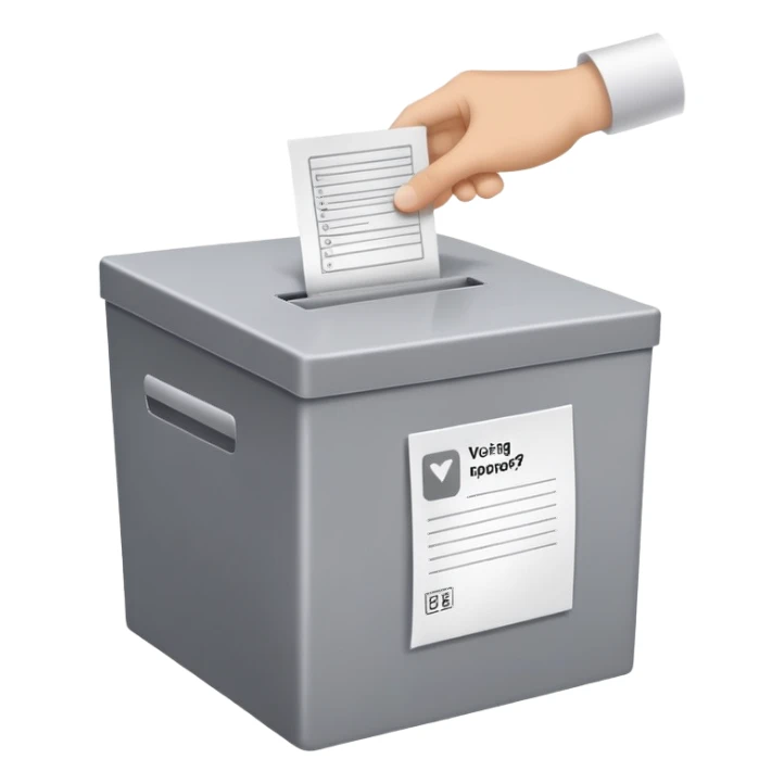 ballot box with voting paper being inserted sticker