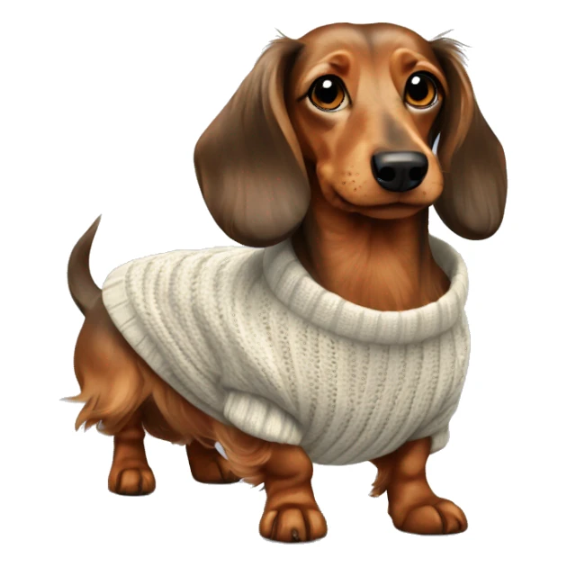 long haired dachshund in a sweater sticker