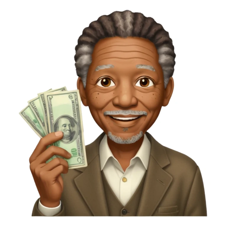 morgan freeman holding money sticker