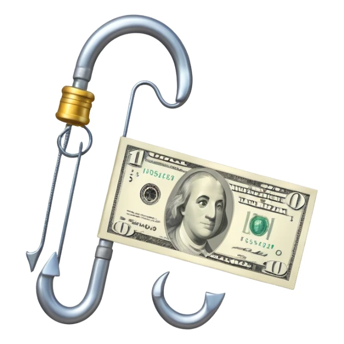 сделай крючок для удочки на который попался доллар sticker